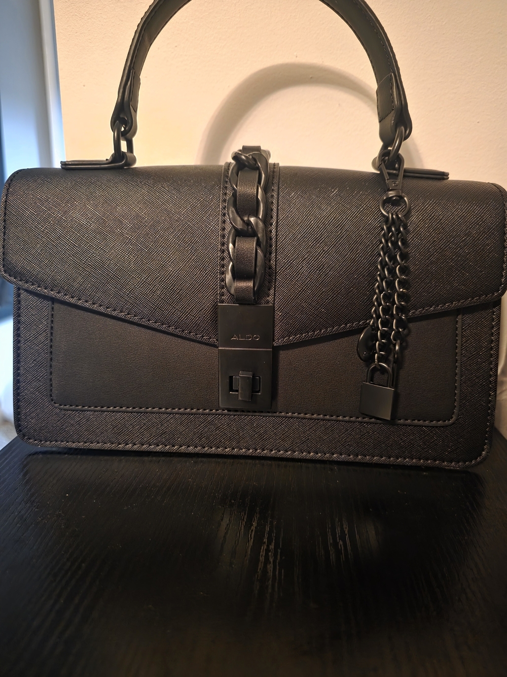 ALDO Black Structured Top-Handle Satchel. NEVER Used
